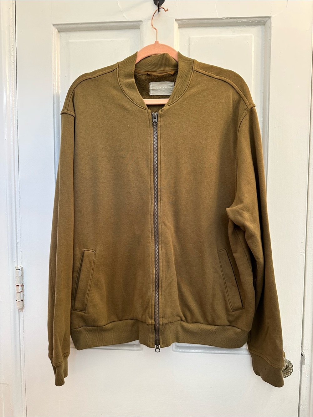 Everlane Olive Green Zip-Up Bomber Jacket